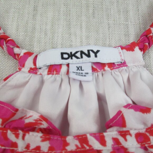 DKNY Shift Dress Girls XL Pink Floral Para Piscina Sin Mangas Boat Neck Side Zip - Picture 6 of 11